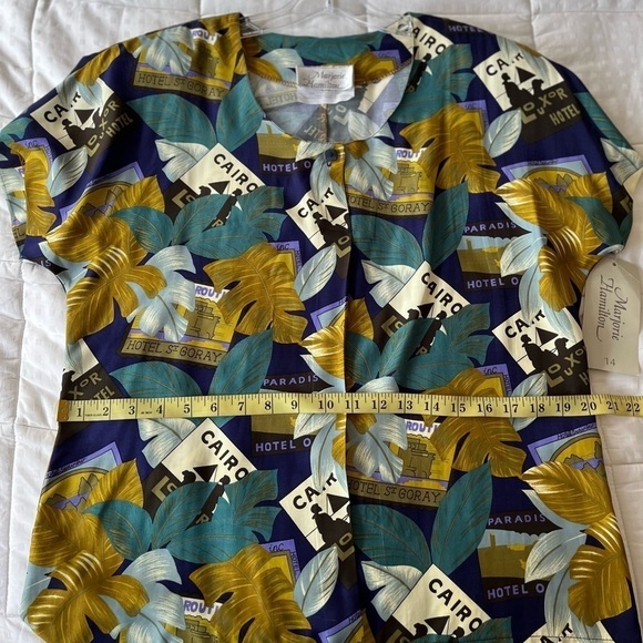 NWT VINTAGE MARJORIE HAMILTON Short Sleeve Travel Print Blouse M - Picture 15 of 16
